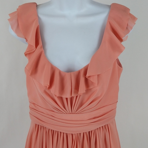 Wtoo melon colored special occasion midi length dress - Picture 3 of 7
